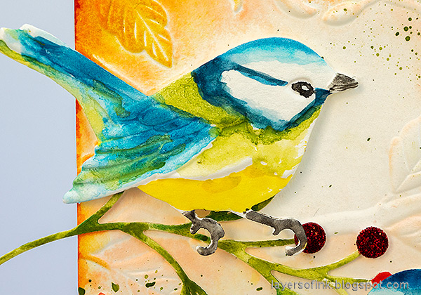 Layers of ink - Fall Tag with Blue Tit Birds Tutorial by Anna-Karin Evaldsson.