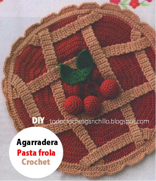 agarradera crochet con forma de pasta frola