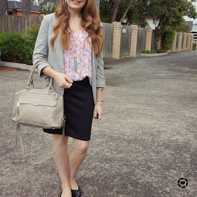 awayfromtheblue Instagram summer boho office style jersey blazer pencil skirt printed tank RM MAM bag