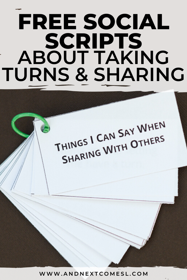 Free social scripts for autism about taking turns and sharing