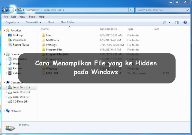menampilkan file yang ke hidden, Mengakses file yang ke hidden, menampilkan file hidden tersembunyi