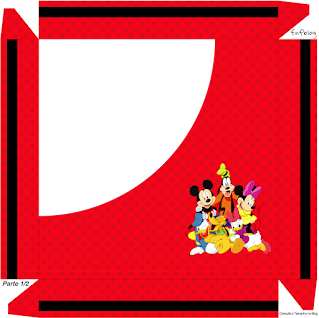 Mickey en Fondo Amarillo con Zigzags y Rojo con Lunares: Cajas para Imprimir Gratis.