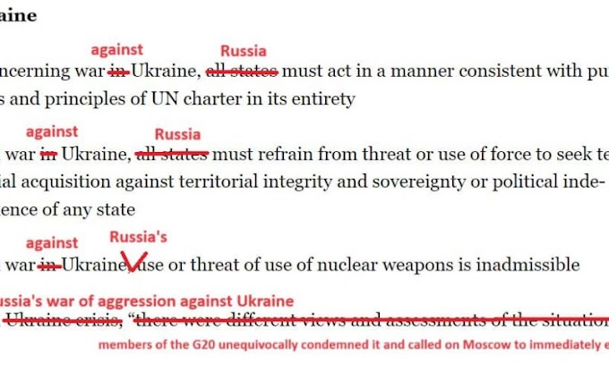 Ministério das Relações Exteriores da Ucrânia critica declaração do G20 sobre guerra Russo-Ucraniana