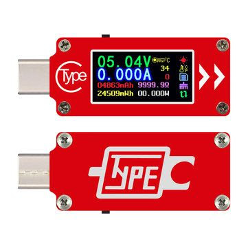 RUIDENG TC64 Color Screen PD Fast Charge Fast Test Type-C Voltage Ammeter Capacity Temperature Measurement Tester 