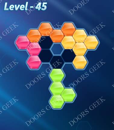 Block! Hexa Puzzle [5 Mania] Level 45 Solution, Cheats, Walkthrough for android, iphone, ipad, ipod