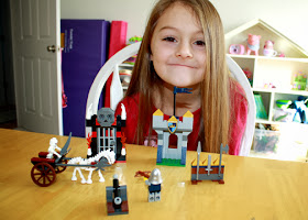 Tessa's completed models for the first chapter of Lego Castle Brickmaster. There were too many models to build during the two days we worked on this during school time, but the rest will give Tessa several more hours of building fun on her own time.