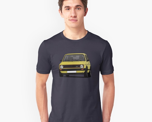 VW Golf I GTI - retro car  t-shirt - yellow