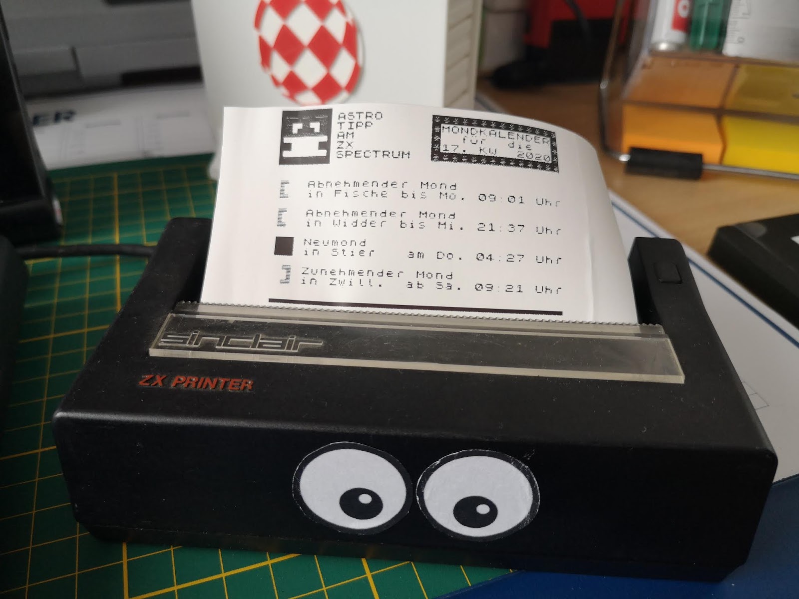 Ausdruck des Mondkalenders am ZX Printer