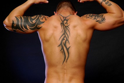 Men Tribal Tattoo Design For Back and Arms