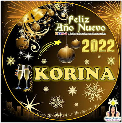 Nombre KORINA por Año Nuevo 2022 - Cartelito mujer