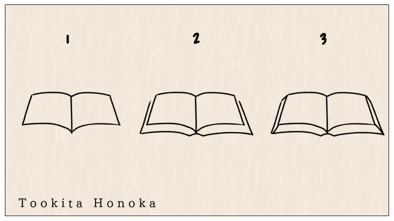 簡単かわいい 開いた本のイラストの描き方 手書き ボールペン 手帳用 遠北ほのかのイラストサイト