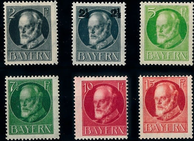 Germany Bayern Bavaria 1916 King Ludwig III New Values and Colors