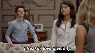 young man saying i love diversity gif