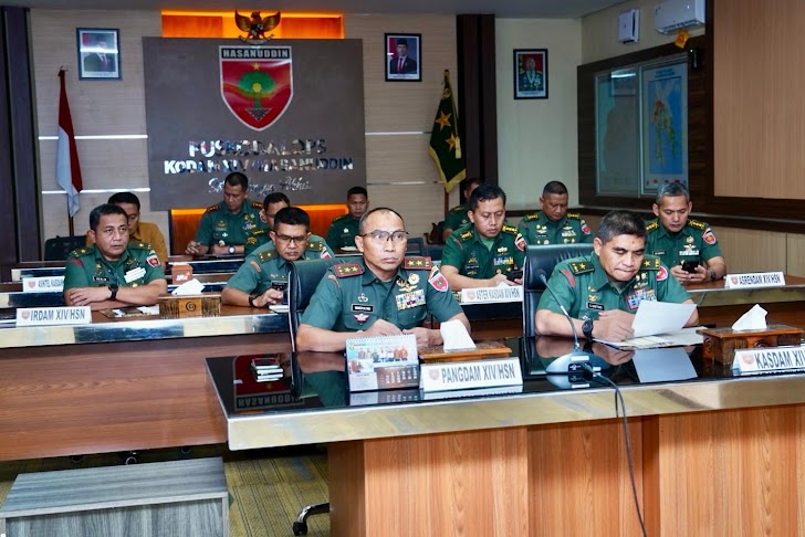 Pangdam XIV/Hsn Ikuti Rakor Percepatan Penyerapan Gabah dan Padi Secara Virtual
