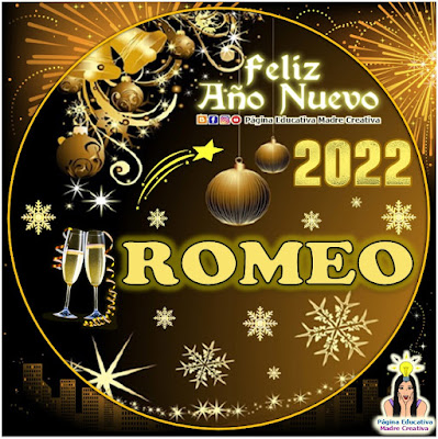 Nombre ROMEO por Año Nuevo 2022 - Cartelito hombre