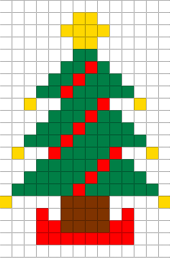 Minecraft Pixel Art Templates: Christmas tree