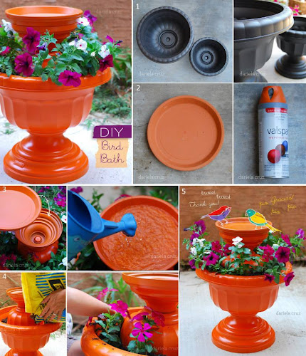 Make a beautiful Bird Bath by terracotta pot