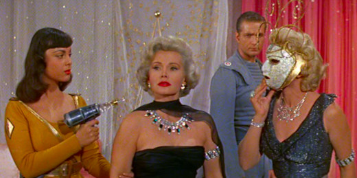 Screenshot - Talleah (Zsa Zsa Gabor) is threatened by the Queen of Outer Space (1958)