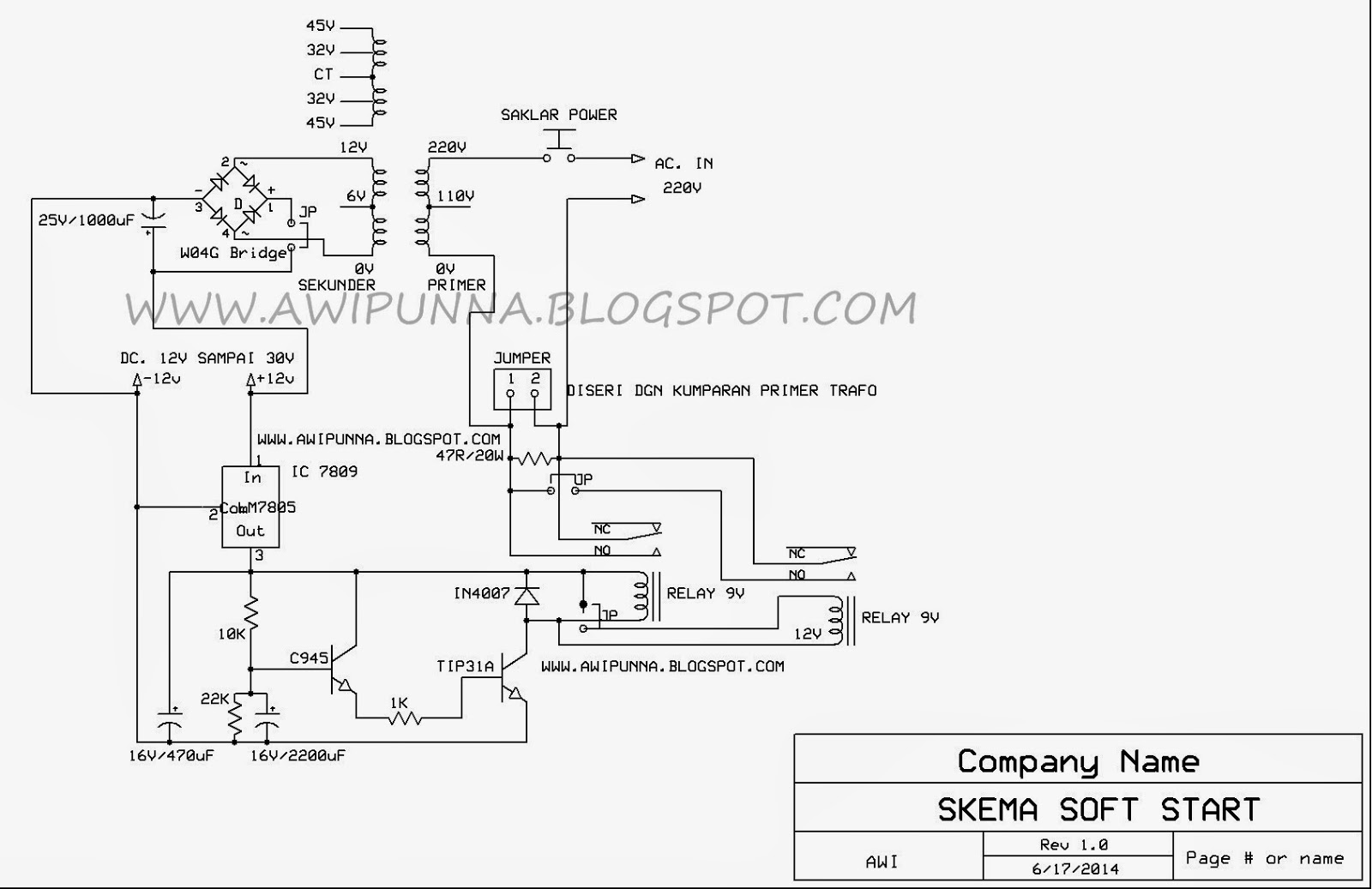 ARWIS BLOG Merakit Soft Start Untuk Audio Power  Amplifierku