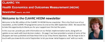Image of CLAHRC YH Health Economics and Outcomes Measurement (HEOM) Newsletter