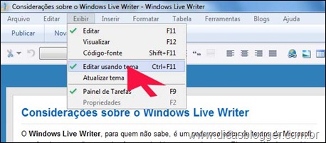 Editar sem o tema