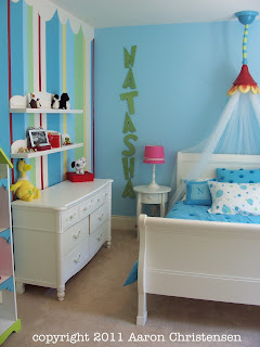 dr. suess girl's room, bedroom with decor and props, theme by Aaron Christensen