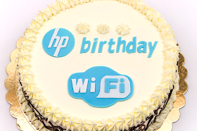 Happy birthday cake HP WI-FI close up