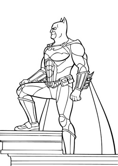 Batman on Roof Coloring Page for Kids