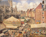 Fair in Dieppe, Sunny Morning by Camille Pissarro - Architecture Paintings from Hermitage Museum