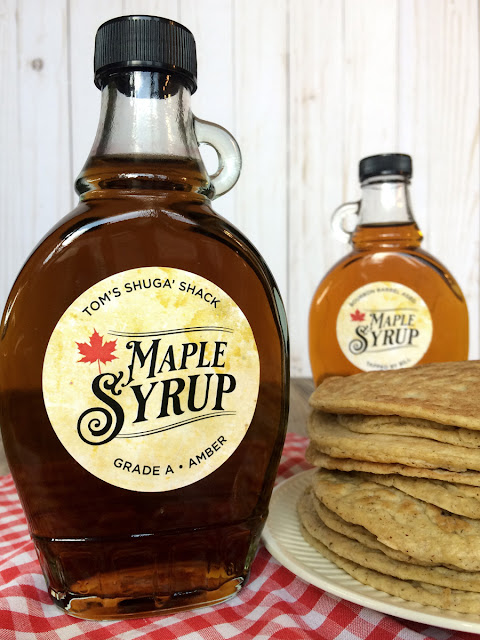 Custom Vintage Legacy Maple Syrup glass jar labels