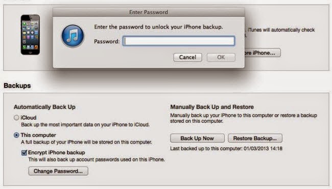 unlock iTunes backup password