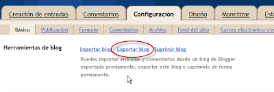 Imagen: Exportar blog