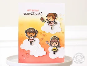 Sunny Studio Stamps: Tiny Dancers Ombre Floating Cloud Birthday Card by Nancy Damiano