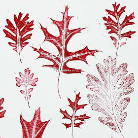 Oak Leaf shape lobes Monoprint detail by Jeanne Selep