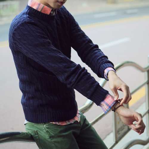 Korean Men's Cable Knit Sweater