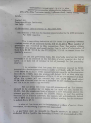 Deduction of TDS from the quartely interest creditted for SCSS accoounts in April-2024 - Letter to Directorate