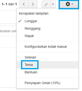 mengganti tema dari akun email anda