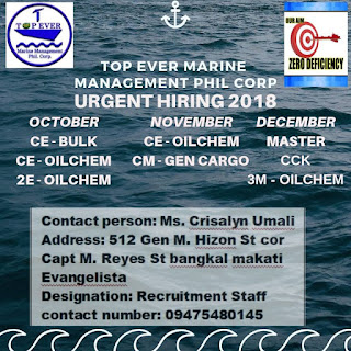 Seaman jobs hring crew deployment October-November-December 2018 maritime jobs, marine job updated