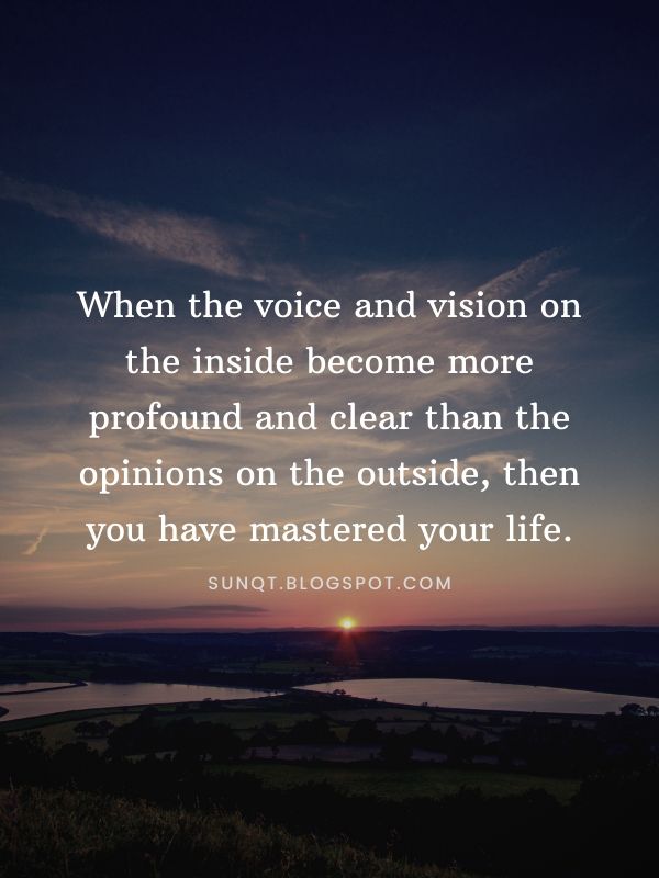 Law of Attraction - When the voice and vision on the inside become more profound and clear than the opinions on the outside, then you have mastered your life.