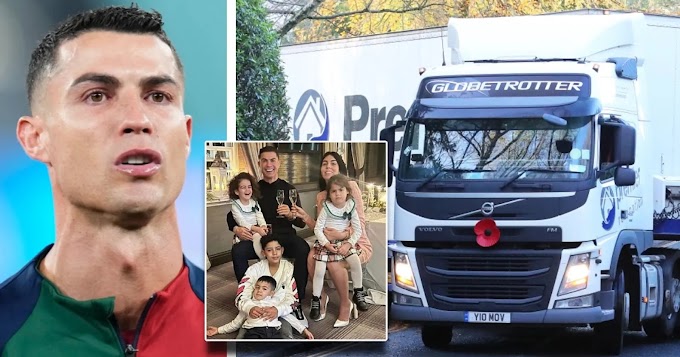 HUGE removal lorry sent to empty Ronaldo's Cheshire mansion — only to get stuck