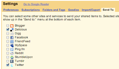 Google Reader - Send To Setting