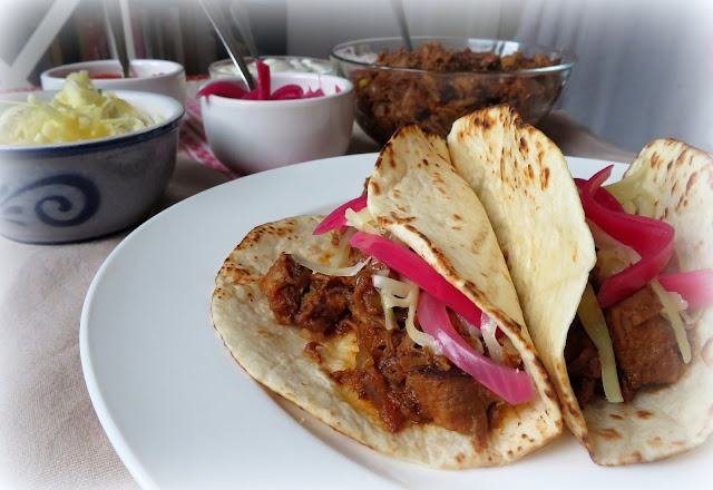 Beef Barbacoa Tacos with Sweet Pickled Onions