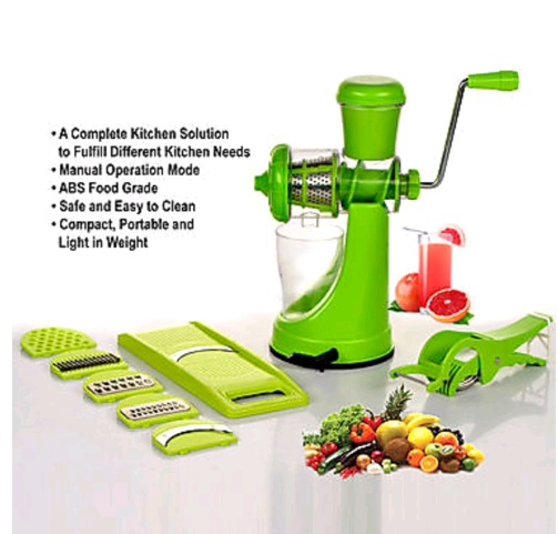 Internationals Plastic Elegant Combo Fruit Juicer With 6 In 1 Slicer And Multi Veg Cuttet-green