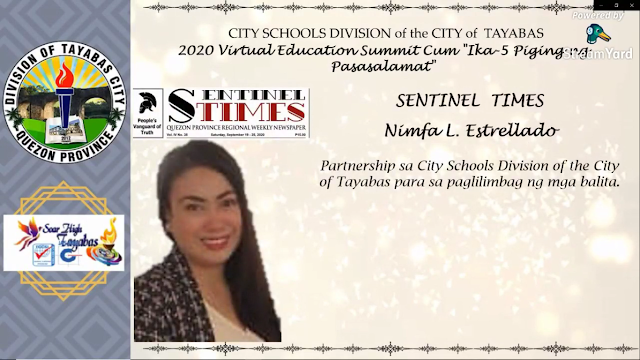 Sentinel Times, kinilala bilang isa sa mga stakeholder ng Tayabas Schools Division