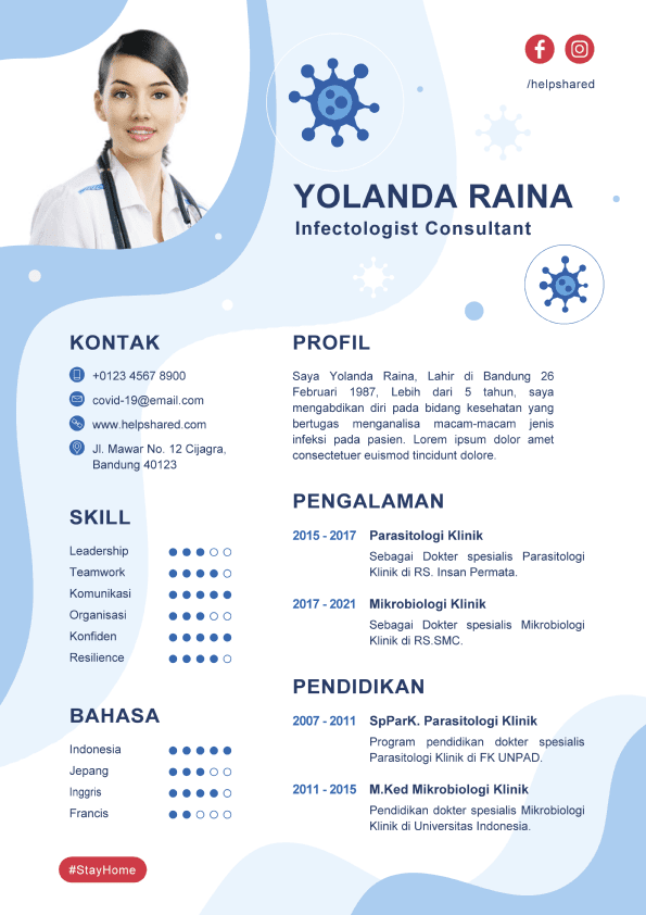 Contoh CV Lamaran Kerja Tenaga Kesehatan dokter perawat covid 19 Curriculum Vitae