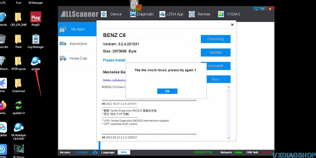 Solve VXDIAG Benz Driver File Check Failed Error 2