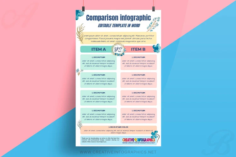 Comparative infographic template with creative style