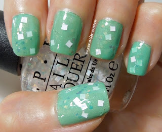 OPI Lights of Emerald City over Golden Rose minty jade green and China Glaze Cherish