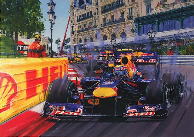 Raging Bulls giclee by Nicholas Watts, autographed, available at l'art et l'automobile.