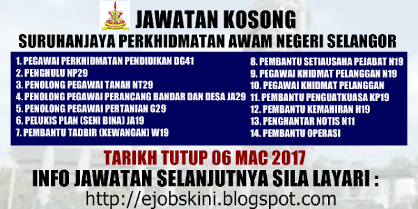 Jawatan Kosong Kerajaan Terkini di SPN Selangor - 06 Mac 2017 